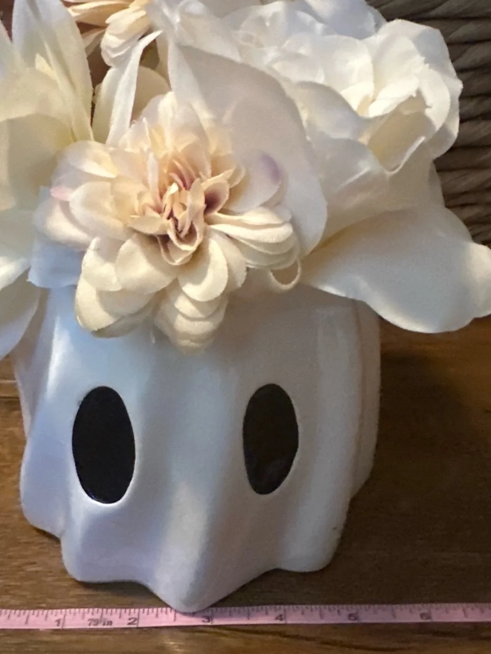 Ceramic Ghost Vase with Cream Floral Arrangement